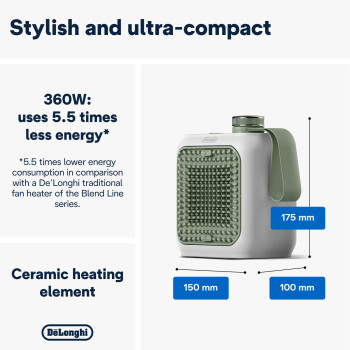 De'Longhi HFX10B03.GR Capsule Desk Personal Fan Ceramic Heater image 1