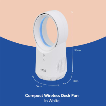 Russell Hobbs RHBLDLUSB25 White Compact Wireless Desk Fan image 4