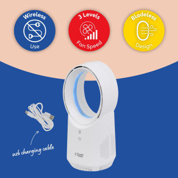 Russell Hobbs RHBLDLUSB25 White Compact Wireless Desk Fan image 10