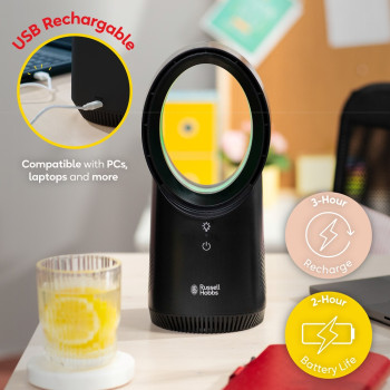 Russell Hobbs RHBLDLUSB25B Black Compact Wireless Desk Fan image 6