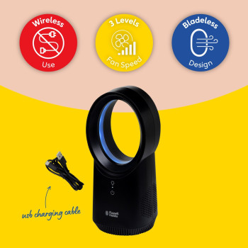 Russell Hobbs RHBLDLUSB25B Black Compact Wireless Desk Fan image 8