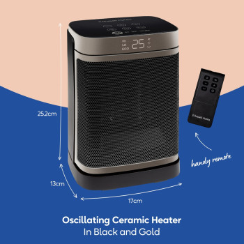 Russell Hobbs RHCH2001G Black & Gold Oscillating Ceramic Heater image 3