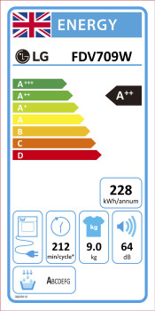 LG V7 FDV709W EcoHybrid™ 9kg Tumble Dryer image 8