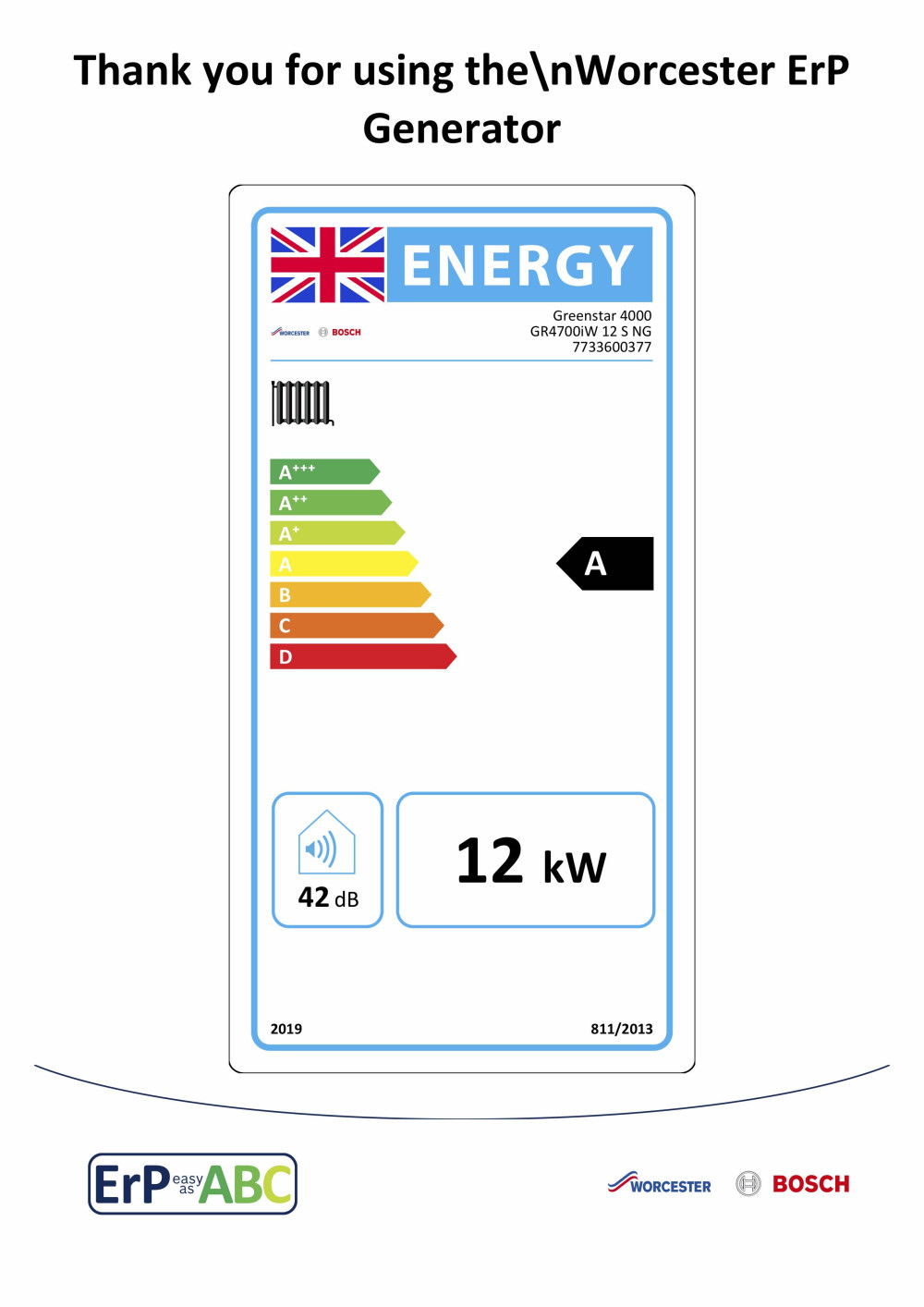 Quiet Mark Worcester Bosch Greenstar 4000 System Boiler