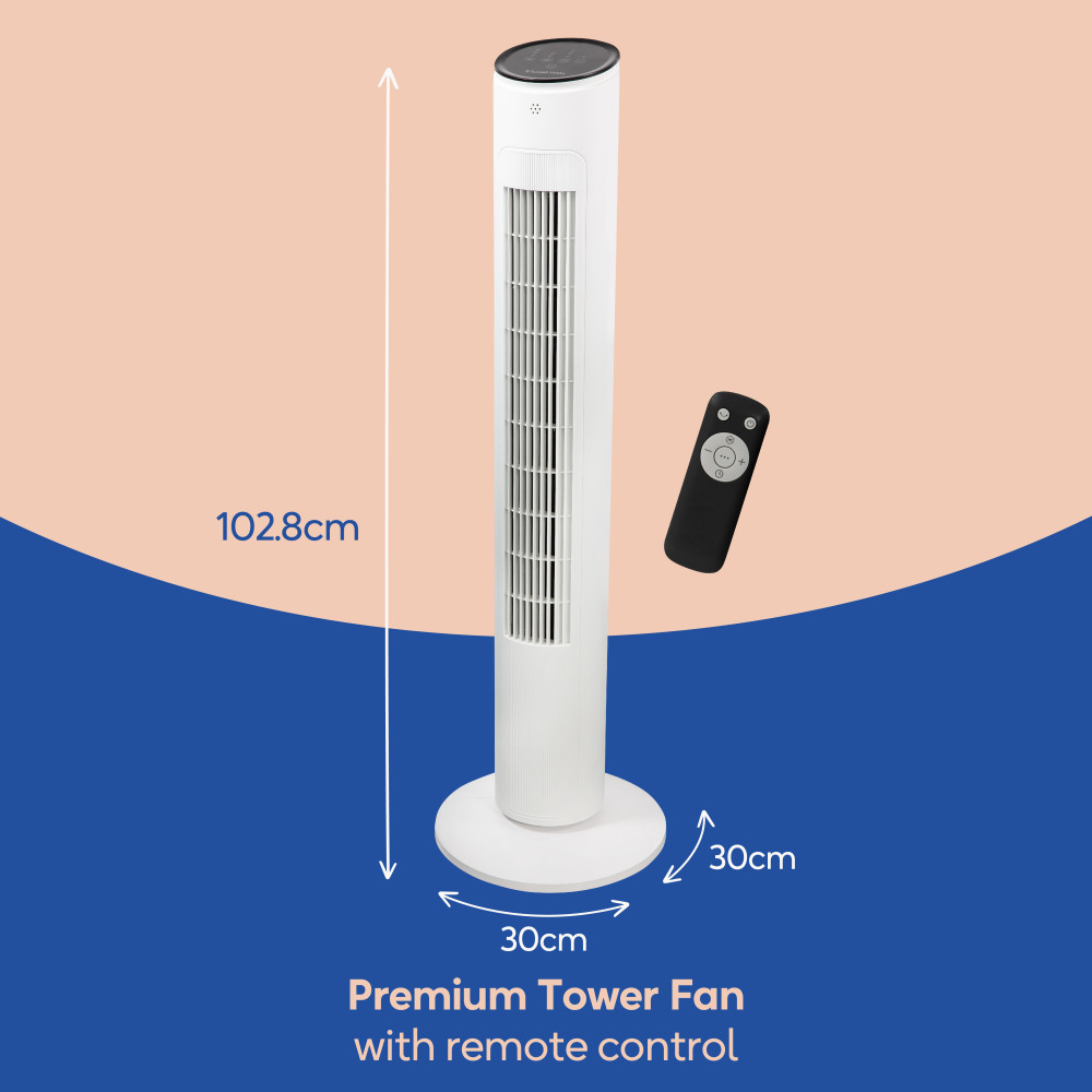 Quiet Mark Russell Hobbs RHTWR3S Premium Tower Fan White
