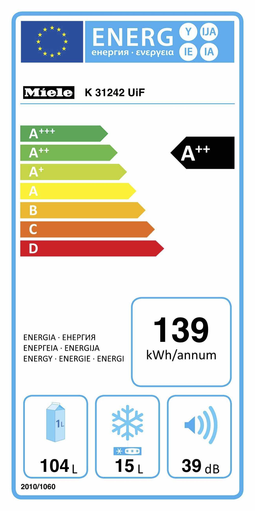 Quiet Mark Miele K 31242 UiF Integrated Fridge